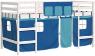 SHUMEE Dětská patrová postel se závěsy modrá, 90 × 200 cm, borovice, 3206968 - Postel