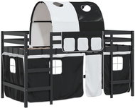 SHUMEE Children's bunk bed with tunnel, white and black, 90 × 200 cm, pine, 3206997 - Bed