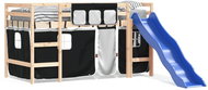 SHUMEE Children's bunk bed with curtains white and black, 80 × 200 cm, pine, 3207009 - Bed