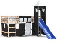 SHUMEE Children's bunk bed with tower, white and black, 80 × 200 cm, pine, 3207063 - Bed