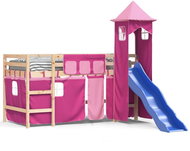 SHUMEE Kids bunk bed with tower pink, 80 × 200 cm, solid pine, 3207065 - Bed
