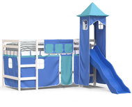 SHUMEE Kids bunk bed with tower blue, 80 × 200 cm, solid pine, 3207067 - Bed