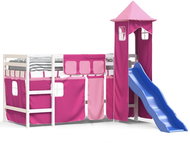 SHUMEE Kids bunk bed with tower pink, 80 × 200 cm, solid pine, 3207068 - Bed