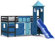 SHUMEE Kids bunk bed with tower blue, 80 × 200 cm, solid pine, 3207070 - Bed