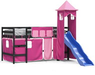 SHUMEE Kids bunk bed with tower pink, 80 × 200 cm, solid pine, 3207071 - Bed