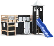 SHUMEE Children's bunk bed with tower, white and black, 90 × 200 cm, pine, 3207072 - Bed