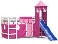 SHUMEE Kids bunk bed with tower pink, 90 × 200 cm, solid pine, 3207077 - Bed
