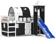 SHUMEE Children's bunk bed with tower, white and black, 80 × 200 cm, pine, 3207093 - Bed