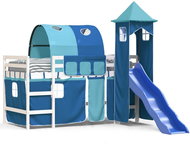 SHUMEE Kids bunk bed with tower blue, 80 × 200 cm, solid pine, 3207094 - Bed