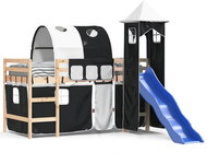 SHUMEE Children's bunk bed with tower white and black, 90 × 200 cm, pine, 3207099 - Bed