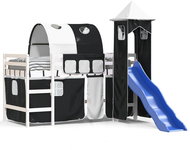 SHUMEE Children's bunk bed with tower, white and black, 90 × 200 cm, pine, 3207102 - Bed