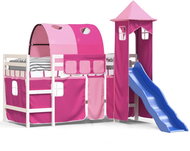 SHUMEE Kids bunk bed with tower pink, 90 × 200 cm, solid pine, 3207104 - Bed