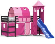 SHUMEE Kids bunk bed with tower pink, 90 × 200 cm, solid pine - Bed