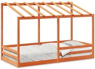 Children's bed with roof wax brown, 80 × 200 cm, pine wood - Bed