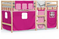 SHUMEE Kids bunk bed with curtains pink, 80 × 200 cm, pine, 3283810 - Bed