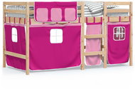SHUMEE Kids bunk bed with curtains pink, 90 × 200 cm, pine, 3283819 - Bed