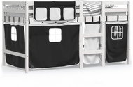 SHUMEE Children's bunk bed with curtains white and black, 90 × 200 cm, pine, 3283820 - Bed