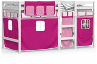 SHUMEE Kids bunk bed with curtains pink, 90 × 200 cm, pine, 3283822 - Bed