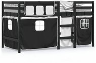 SHUMEE Children's bunk bed with curtains white and black, 90 × 200 cm, pine, 3283823 - Bed