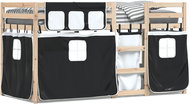 SHUMEE Children's bunk bed with curtains white and black, 80 × 200 cm, pine, 3283898 - Bed