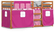 SHUMEE Kids bunk bed with curtains pink, 80 × 200 cm, pine, 3283924 - Bed