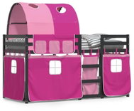 SHUMEE Kids bunk bed with curtains pink, 90 × 200 cm, pine, 3283960 - Bed