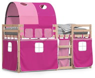 SHUMEE Children's bunk bed with curtains pink, 80 × 200 cm, pine, 3283990 - Bed
