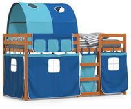SHUMEE Children's bunk bed with curtains blue, 80 × 200 cm, pine - Bed