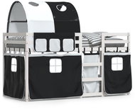 SHUMEE Children's bunk bed with curtains white and black, 90 × 200 cm, pine, 3284021 - Bed