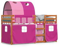 SHUMEE Dětská patrová postel se závěsy růžová, 90 × 200 cm, borovice - Postel