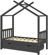 Shumee Children's bed frame with drawer dark grey pine 70 × 140 cm - Bed Frame