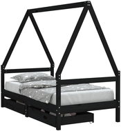 Shumee Dětská postel se zásuvkami černá 80 × 160 cm masivní borové dřevo, 834476 - Postel