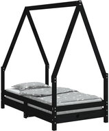 Shumee Dětská postel černá 70 × 140 cm masivní borové dřevo, 834488 - Postel