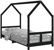 Shumee Dětská postel černá 80 × 200 cm masivní borové dřevo, 835717 - Postel