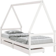 Shumee Dětská postel se zásuvkami bílá 90 × 190 cm masivní borové dřevo, 834478 - Postel