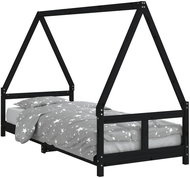 Shumee Dětská postel černá 80 × 200 cm masivní borové dřevo, 834452 - Postel