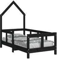 Shumee Children's bed black 70 × 140 cm solid pine wood, 834557 - Bed