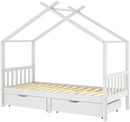 Shumee Children's bed frame with drawers white solid pine 90 × 200 cm - Bed Frame
