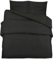 Shumee Bed linen set 1+2 black 260 × 220 cm cotton, without print, pillows 50 × 75 cm - Bed Linen