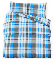 Shumee Bedding set 1+2 blue and grey 225 × 220 cm cotton, plaid, pillows 50 × 75 cm - Bed Linen