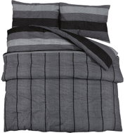 Shumee Bedding set 1+2 dark grey 200 × 200 cm cotton, stripes, pillows 50 × 75 cm - Bed Linen