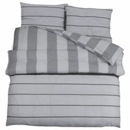 Shumee Bedding set 1+1 grey 140 × 200 cm cotton, stripes, pillow 50 × 75 cm - Bed Linen