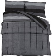 Shumee Bedding set 1+1 dark grey 140 × 200 cm cotton, stripes, pillow 65 × 65 cm - Bed Linen