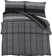 Shumee Bedding set 1+1 dark grey 140 × 200 cm cotton, stripes, pillow 60 × 70 cm - Bed Linen