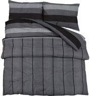 Shumee Bedding set 1+1 dark grey 140 × 200 cm cotton, stripes, pillow 50 × 75 cm - Bed Linen