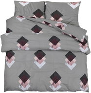 Shumee Bedding set 1+2 grey 200 × 200 cm cotton, patterns, pillows 60 × 70 cm - Bed Linen