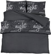Shumee Bedding set 1+1 black 155 × 220 cm cotton, lettering, pillow 80 × 80 cm - Bed Linen