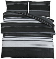 Shumee Bedding set 1+2 black and white 260 × 240 cm cotton, stripes, pillows 65 × 65 cm - Bed Linen