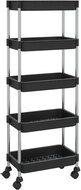 Shumee Kitchen Trolley with 5 tiers, black, 42 × 29 × 128 cm, iron and ABS - Cart