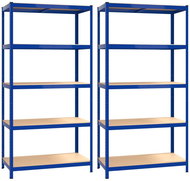 Shumee 5 tier storage racks, 2 pcs, blue, steel and composite wood - Shelving Unit